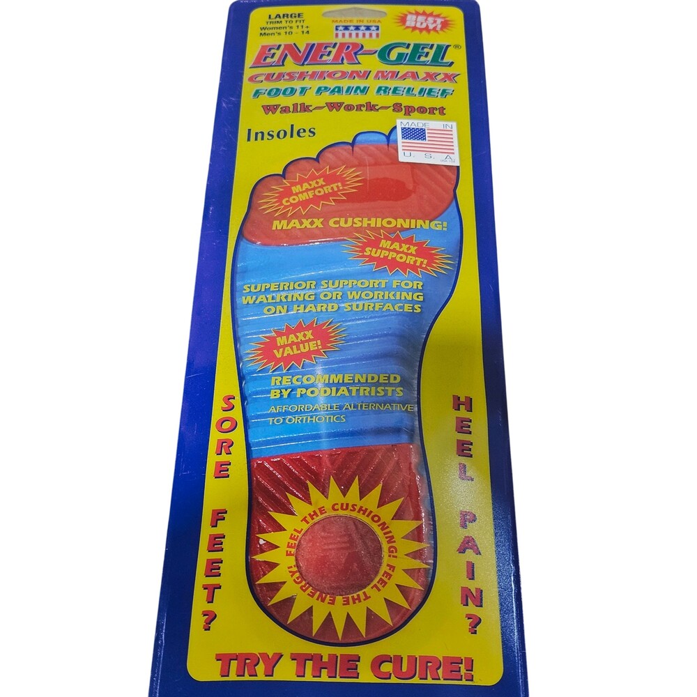 ENER-GEL Insoles Large Mens Womens Cushion Maxx Foot Pain Relief Walk Work Sport